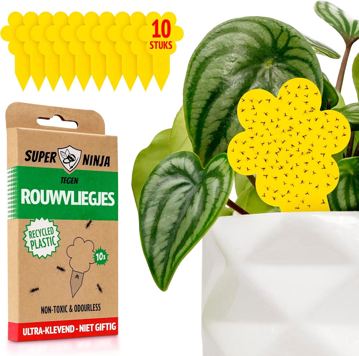 SnelShoppen - Super Ninja Funeral Flies Control - 10 Stuks, Effectieve Gele Plakstrips voor Binnen, Niet-Toxisch en Natuurlijke Oplossing Tegen Plante