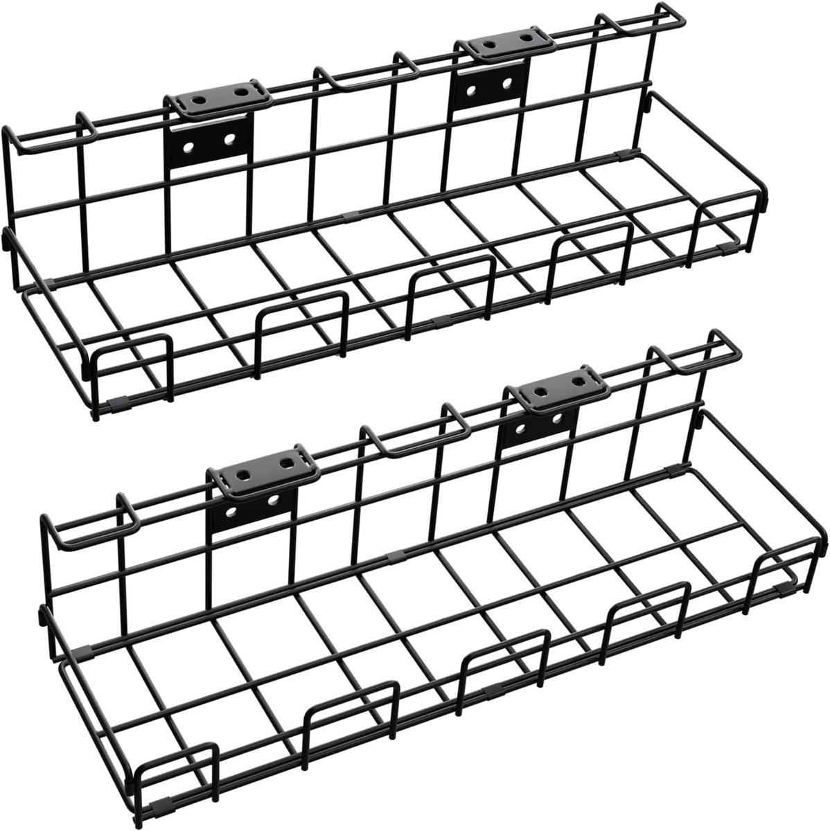SnelShoppen - 2 x Metalen Kabelbakken L - Kabelhouders en Kabelgoot voor Onder Bureau of Wandmontage - Zwart - Ruimtebesparend en Veilig