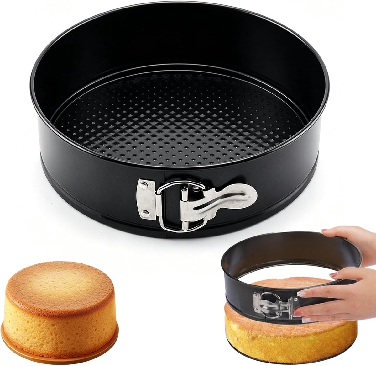 SnelShoppen - Springvorm 18 cm Rond Taartvorm met Antiaanbaklaag - Kleine Bakvorm voor Taarten, 7 Inch Bakvorm voor Feestjes en Speciale Gelegenheden