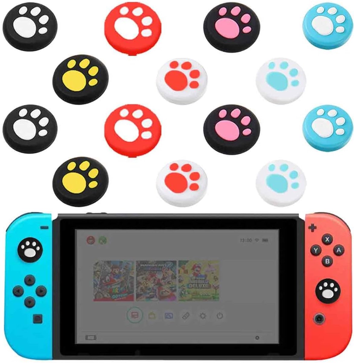 SnelShoppen - 14 Stuks Joystick Thumb Grip Caps Rubber Covers voor Analoge Controllers, Silicone Cat Claw Caps, Compatibel met OLED/Pur Lite, Ideaal v