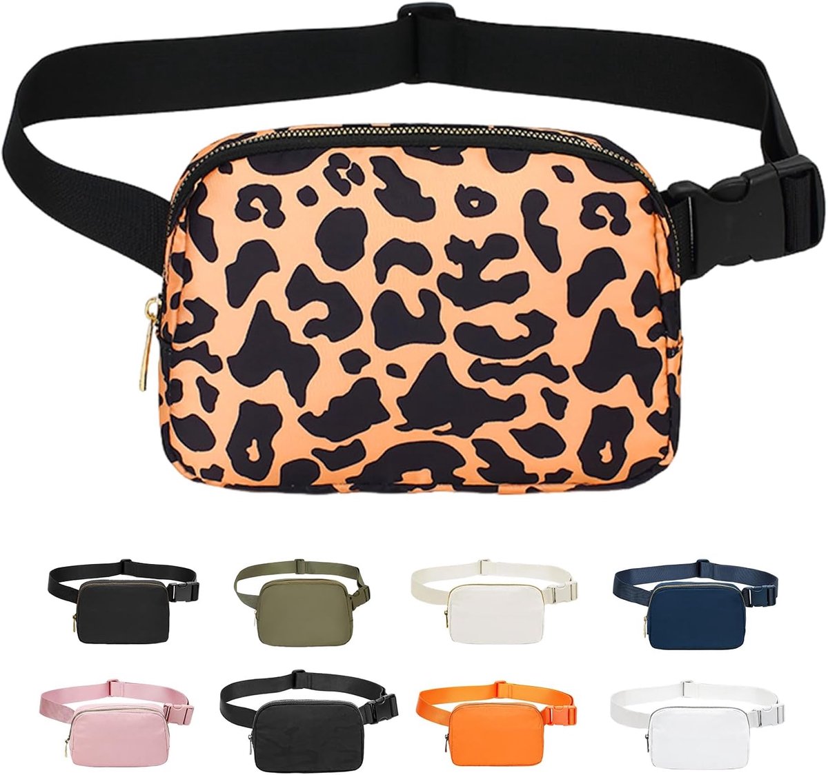 SnelShoppen - Fashionable Nylon Waist Bag voor Mannen en Vrouwen, Verstelbare Heuptas, Ideaal voor Outdoor Sporten, Reizen, Hardlopen, Leopard Geel, 2