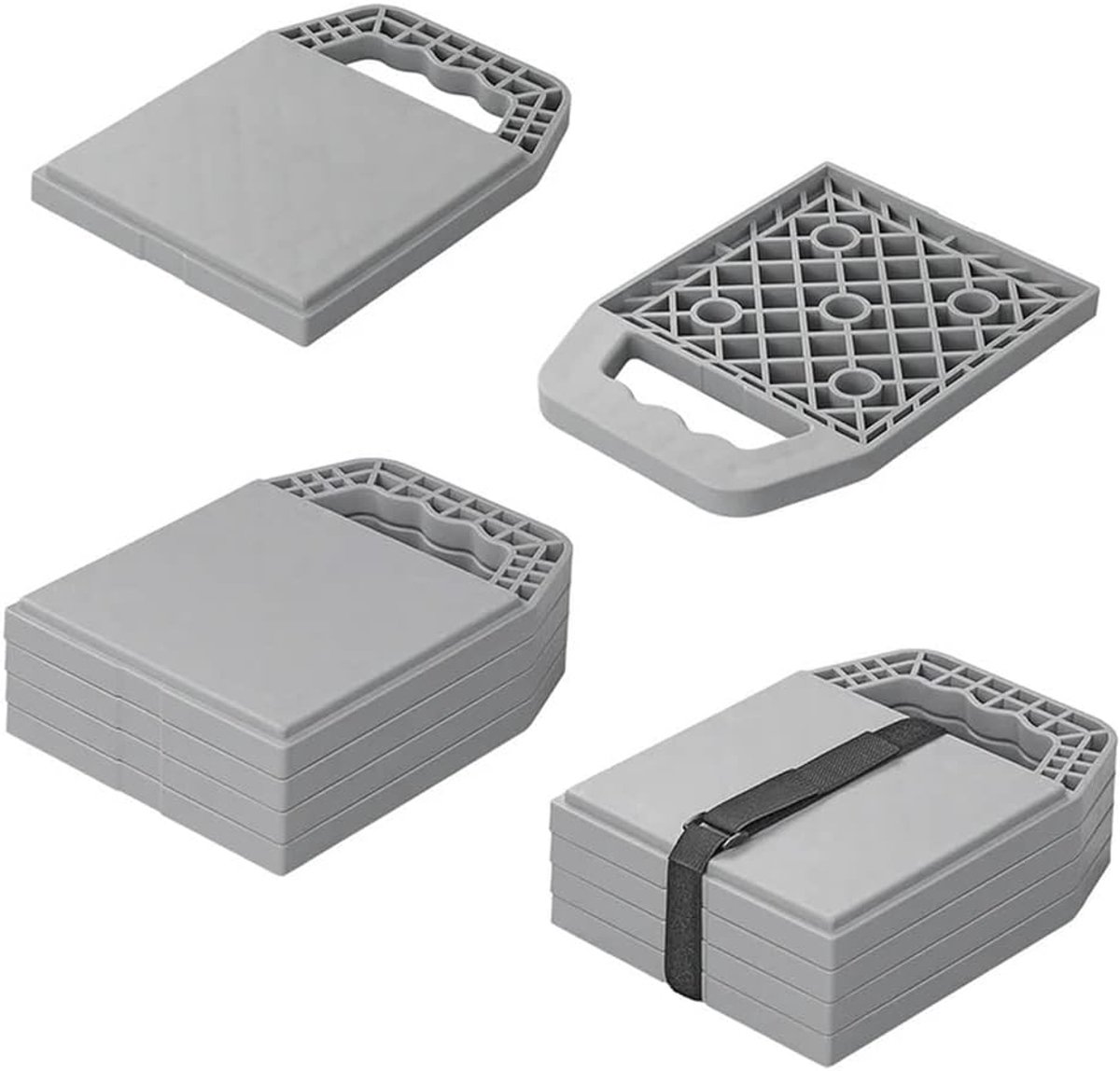 SnelShoppen - Stackable Caravan Wedge Set van 4 - Stabiele Jack Pads met Handvat - Markeerplaten voor Camper en Caravan - 23 x 17 x 2 cm - Duurzaam Ha
