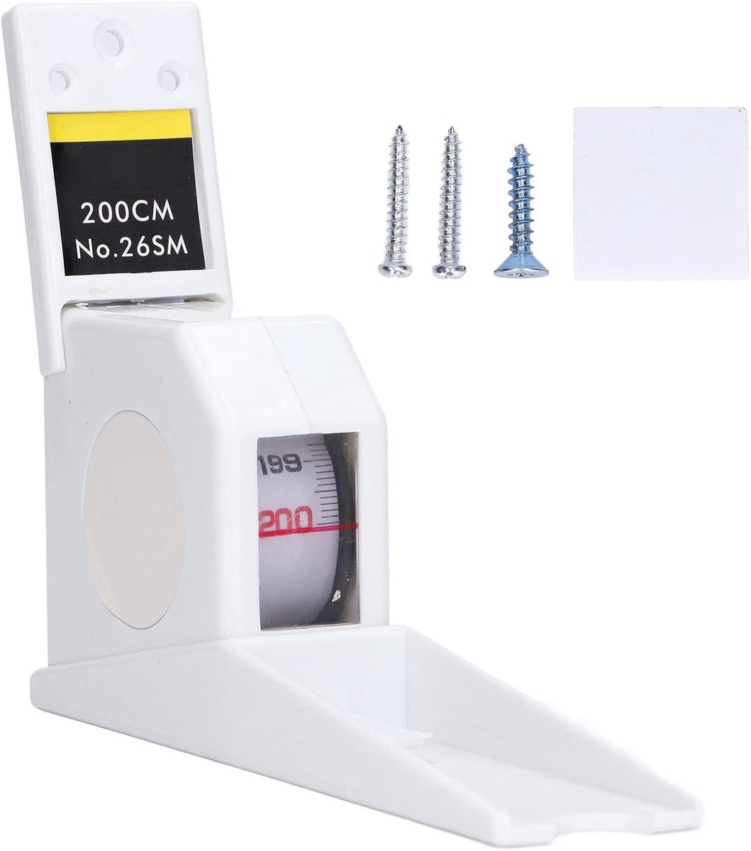 SnelShoppen - 200 cm Compact Wandstadiumometer voor Muurmontage, Hoogtemeting voor Kinderen en Volwassenen, Rolmaat, Wit