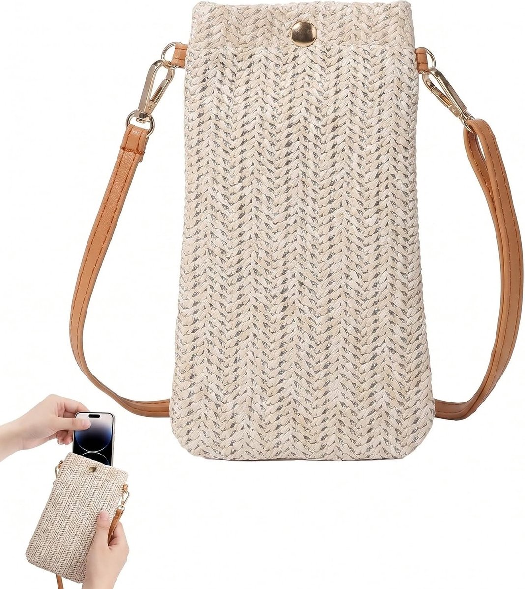 Stijlvolle schoudertas voor dames, compacte strandtas met lange riem, perfect voor dagelijks gebruik en uitjes