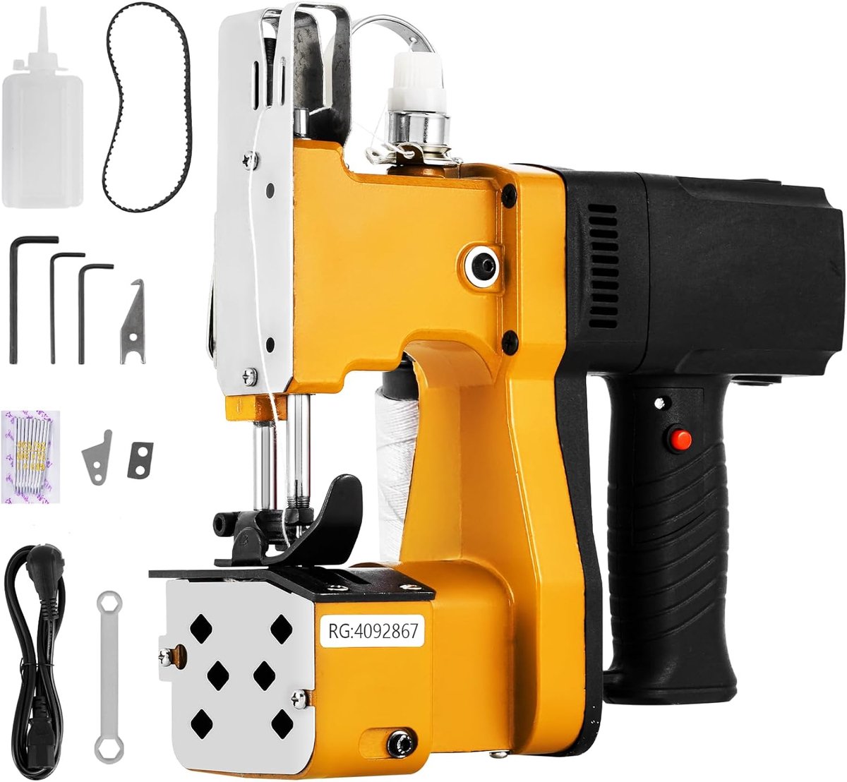 SnelShoppen - Elektrische Zaknaaimachine 220V Handheld, Automatische Draadafsnijding, Industrieel Jute en Plastic Zaknaaimachine voor Rijst, Woven, Kr