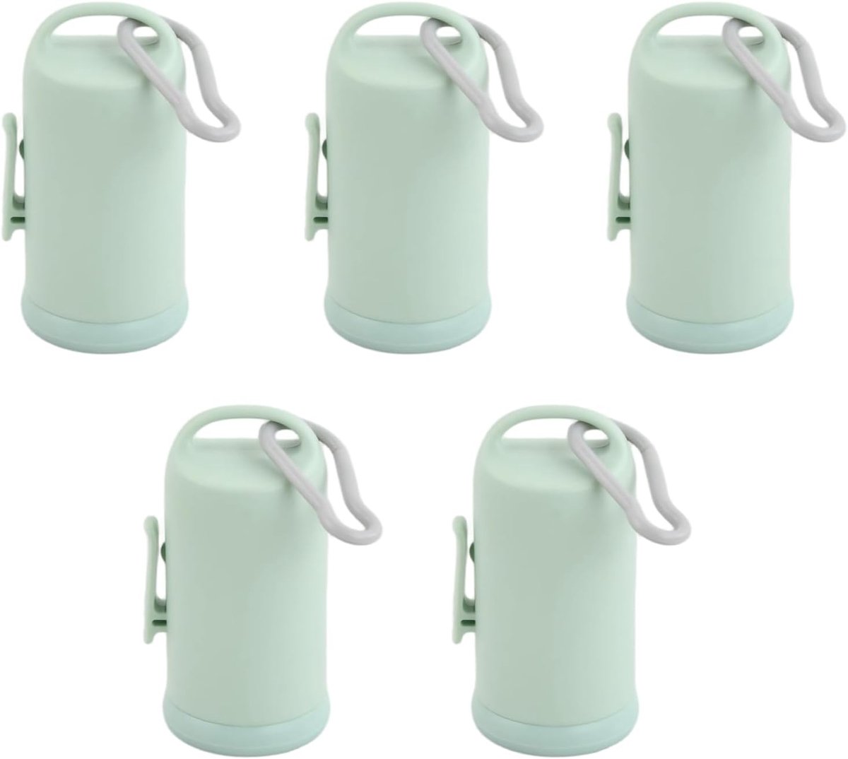 SnelShoppen - 5pcs Dog Poop Bag Holder - Poepzak Dispenser met Carabiner en Clip - Plastic Draagbare Honden Poepzak Houder voor Wandelen, Hardlopen, K