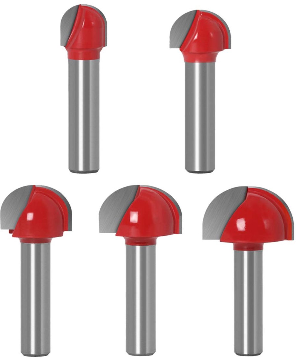 SnelShoppen - 5x 8mm Shank Ronde Neus Cove Core Box Frees Cutter Houtbewerking - HSS Frees voor Router - Ø 12/16/19/22/25.4mm - Perfect voor Precisiew