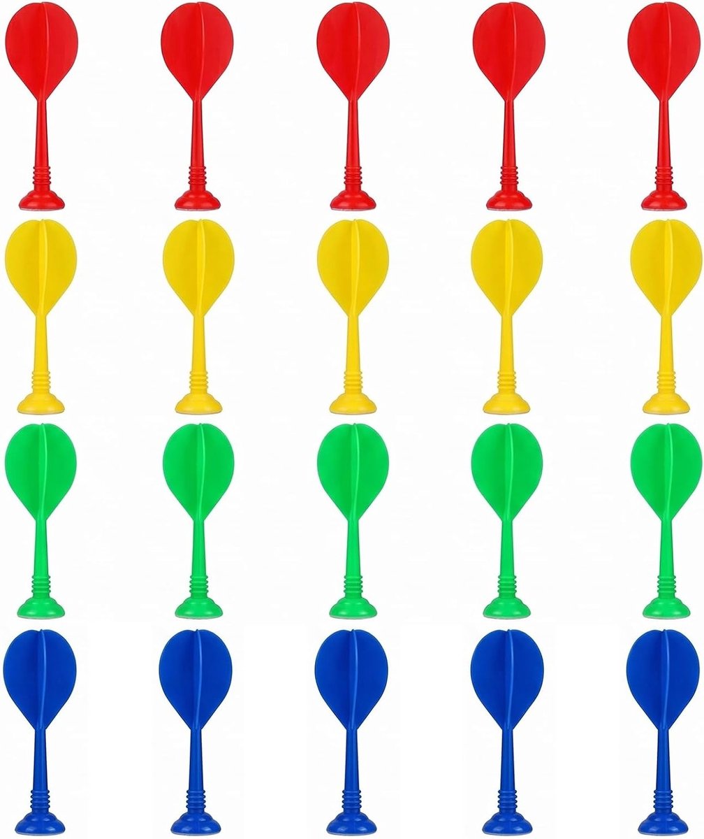 Reservepijlen voor kinderen, zachte dartpijlen in 4 kleuren, 20-delige set voor schietspellen, compatibel met speelgoedpistolen en doelen, ideaal voor precisiespellen en veilig spelplezier