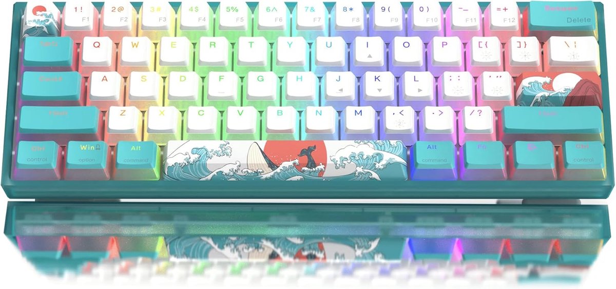 SnelShoppen - WK61 Mechanisch Toetsenbord 60% RGB Gaming Toetsenbord, Bedraad, Hot Swappable met PBT Blue Sea Toetsen voor Windows PC Gamers - Rode Li