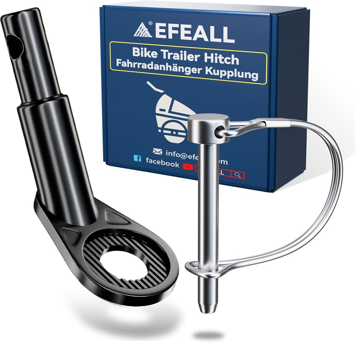 SnelShoppen - Stabiele 12mm Fiets Trailer Koppeling met Veiligheidspen - Robuuste Stalen Adapter voor Kinder- en Honden Trailers, Eenvoudig Montage, P