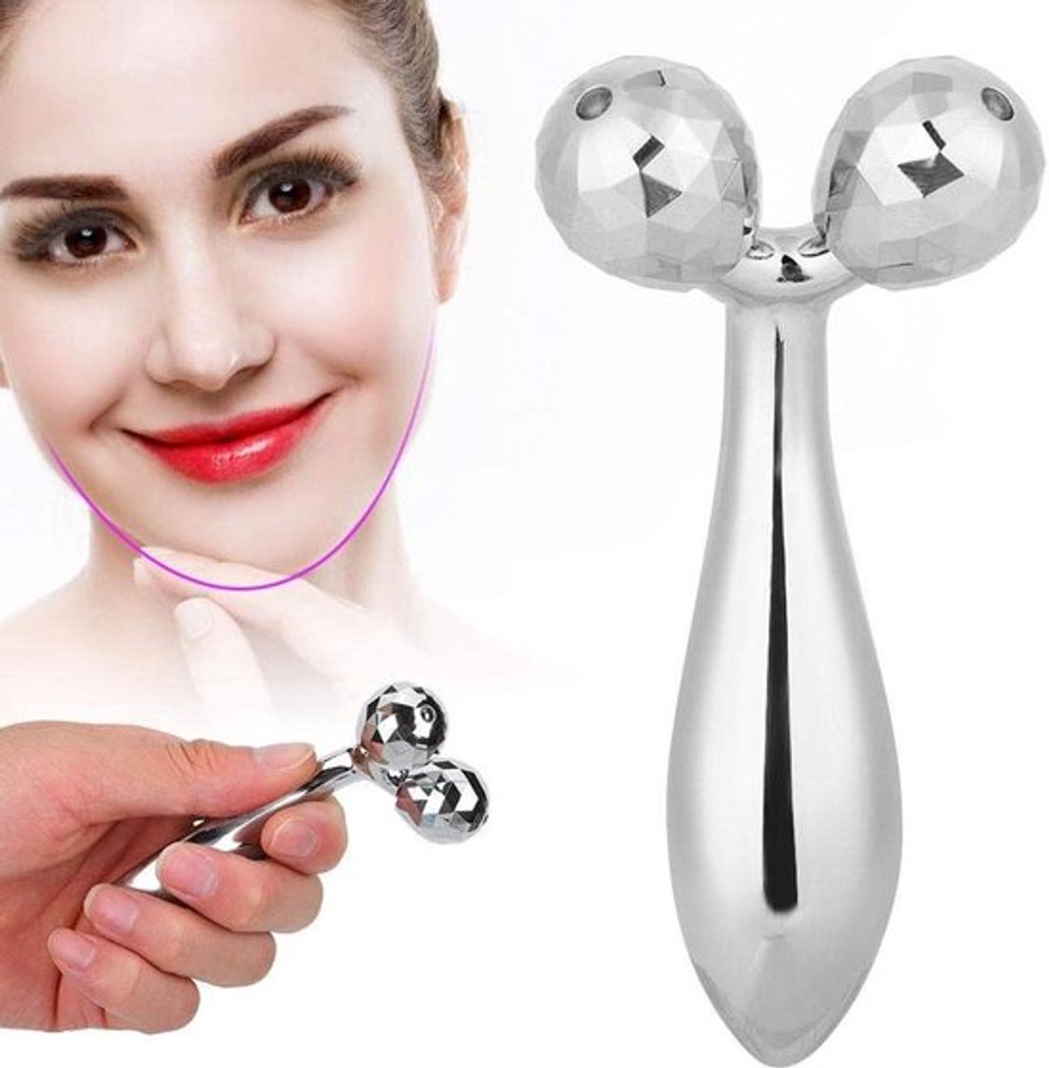 3D-gezichtroller massage - Gezichtsroller voor anti-aging en rimpelbestrijding - Draagbaar gezichts- en lichaamsverstevigend hulpmiddel