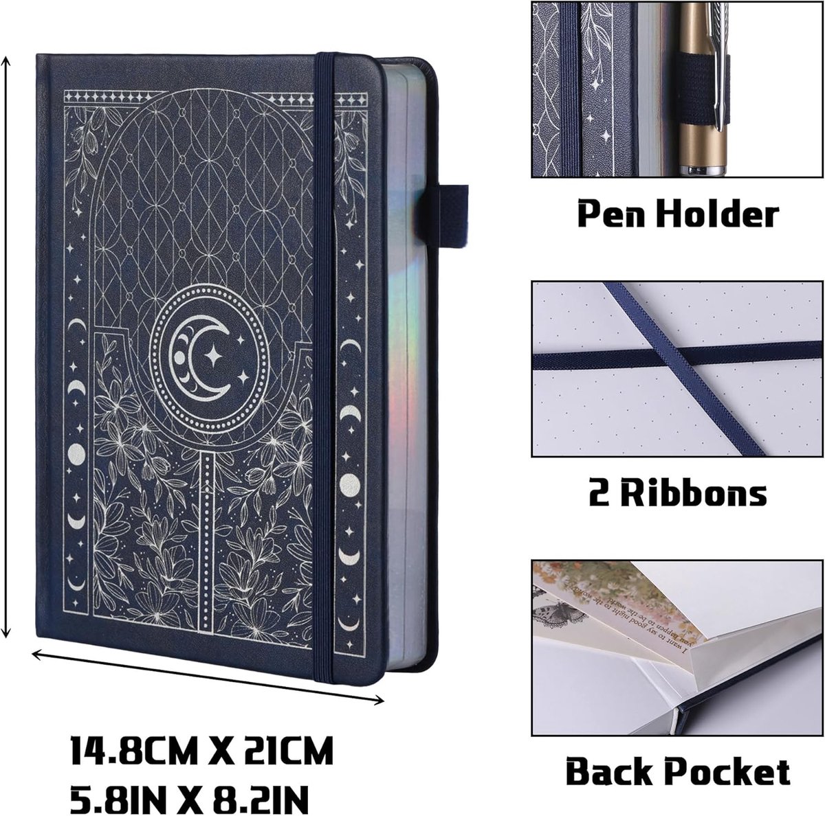 SnelShoppen - Bullet Dotted Notebook A5 Hardcover met 160gsm Dikte, Genummerde Pagina's, Dot Grid Ontwerp voor Schrijven en Tekenen, Faux Leer, 5 Kleu