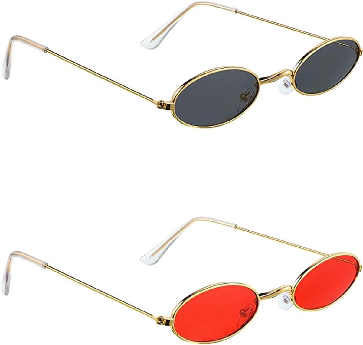 Retro Ovale Zonnebrillen voor Dames en Heren, Mini Ronde Zonnebrillen voor Feestjes en Kostuums, Vintage Stijl Accessoires