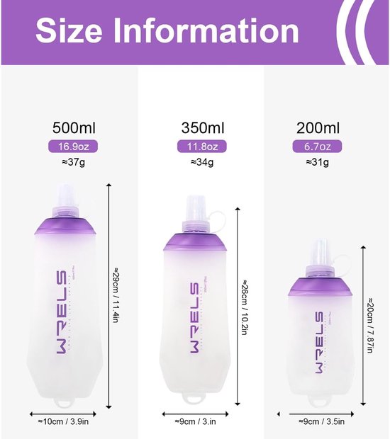 Thijox - Opvouwbare Zachte Fles 200 ml - BPA-vrije TPU Waterfles met Hangende Ring - Lichtgewicht Soft Flask voor Hardlopen, Fietsen en Wandelen (2 st van Thijox — afbeelding 3