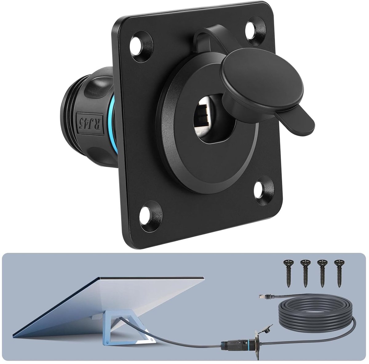 SnelShoppen - Aluminium Power Door Wandcontactdoos voor Starlink Gen3, RJ45 CAT6 Ethernet Female naar Female, IP68 Waterdichte Doorvoer Connector voor