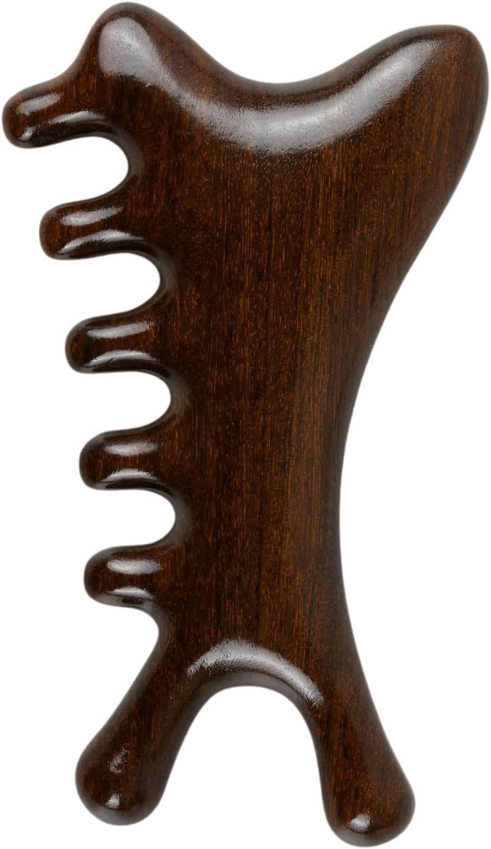 SnelShoppen - Sandelhout Massage Kam voor Hoofdhuid, Gua Sha Tool voor Hoofd, Nek en Gezicht, Ontspannende Massage, Lichtgewicht en Compact, Ideaal vo