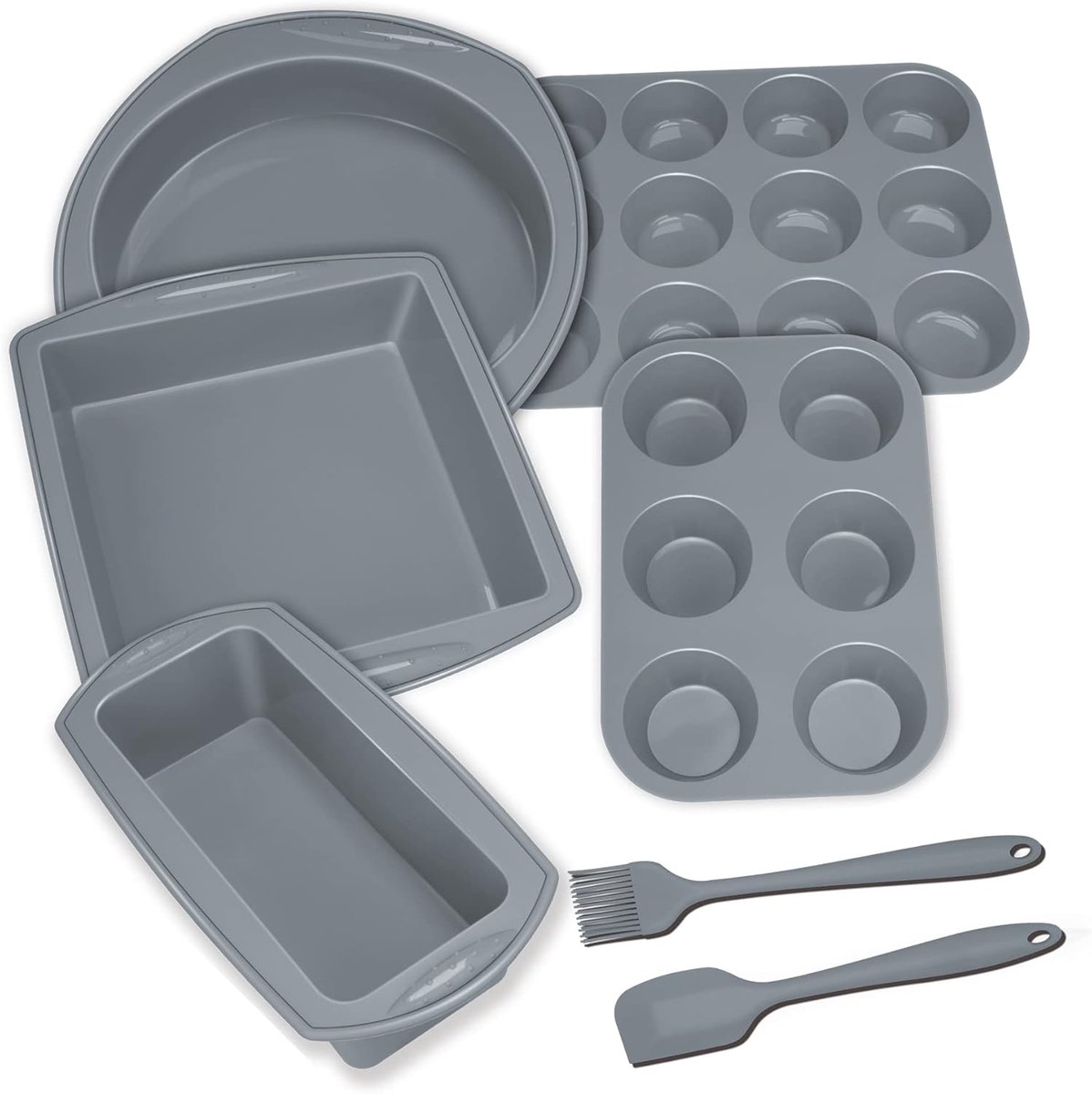 SnelShoppen - 7in1 Silicone Bakvormen Set voor Oven - Nonstick Cake Tin Pan Tray Mould - BPA Vrij, Hittebestendig, Ideaal voor Cupcakes, Muffins, Broo