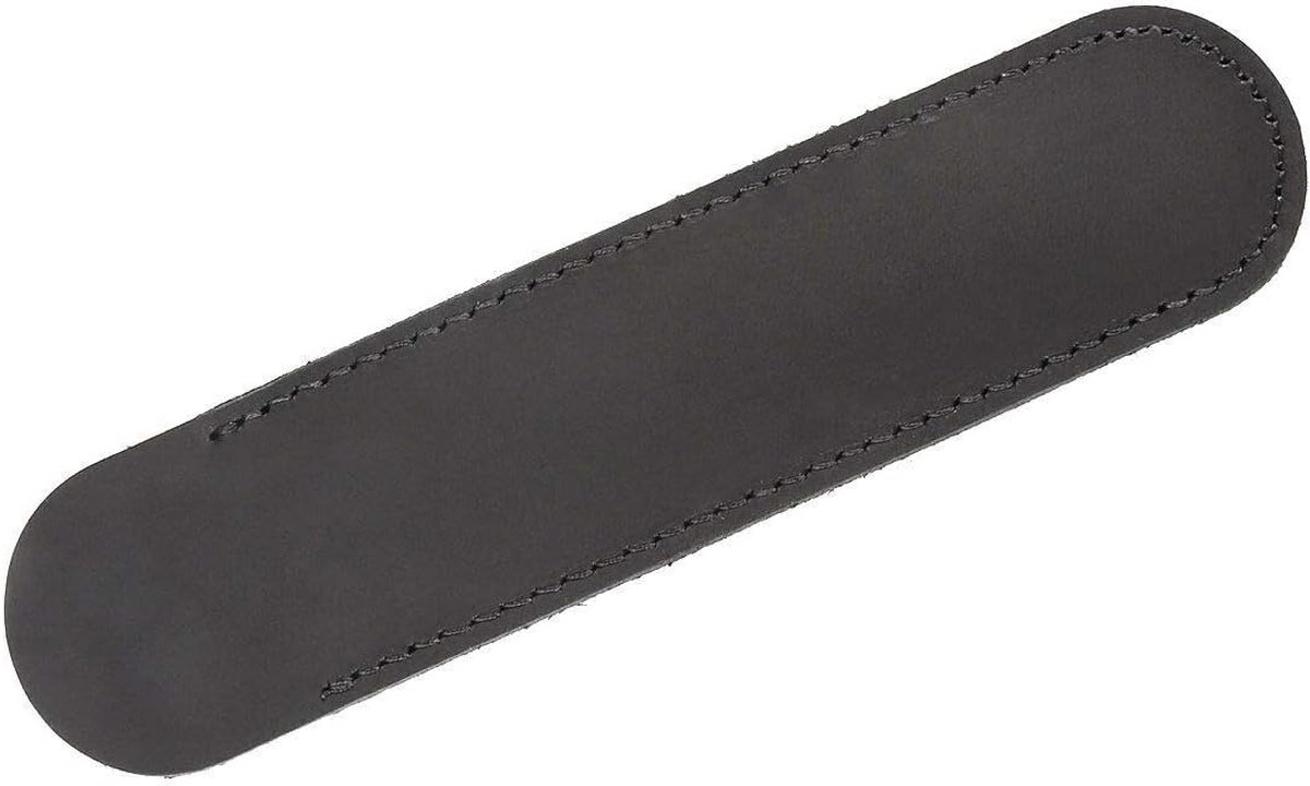 SnelShoppen - Leren Pennenhouder - Handgemaakte Leren Etui voor 1 Pen - Vintage Zacht Leer - Magnetische Sluiting - Modern Design - Zwart 15cm x 3.5cm