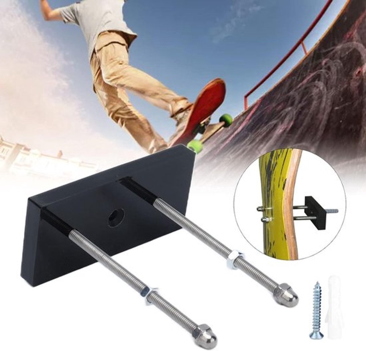 aladdien - Zwevende Skateboard Wandhouder - Opbergrek voor Garage - Eenvoudige Montage - Ideaal voor Thuis en Slaapkamer - Verminder Schade aan de M..
