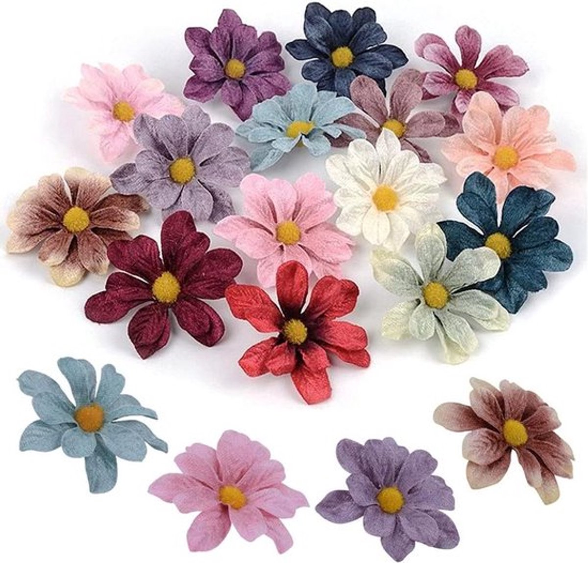 50 stuks kunstbloemen voor decoratie - Kunstmatige bloemkoppen in daisy-stijl - Decoratieve strooibloemen voor knutselprojecten