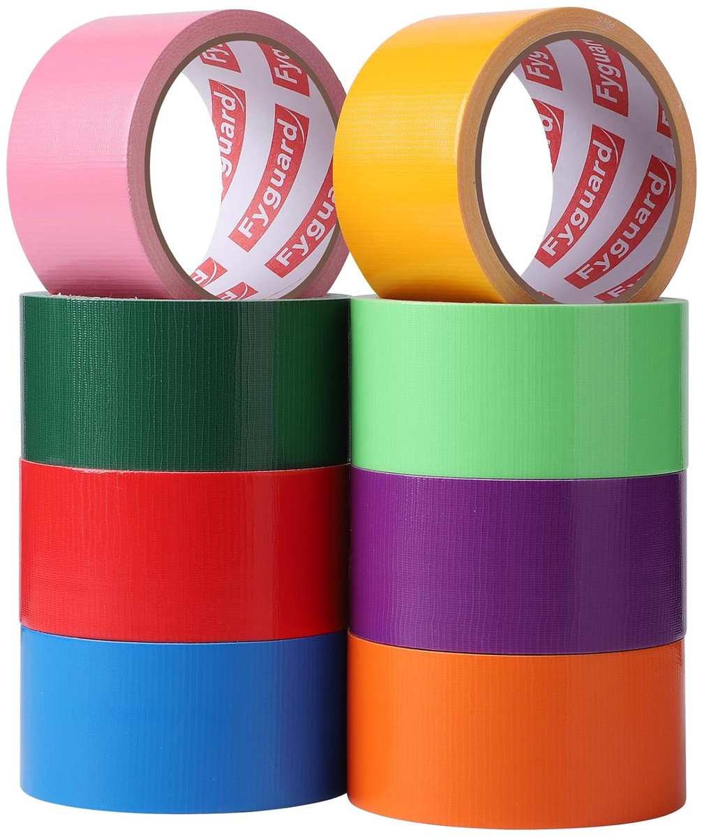 SnelShoppen - 8 Rollen Armoured Tape, Kleurige Duct Tape 48mm x 9m, Waterdichte Fabric Tape voor Repareren, Fixeren en Creatief Gebruik, Indoor & Outd