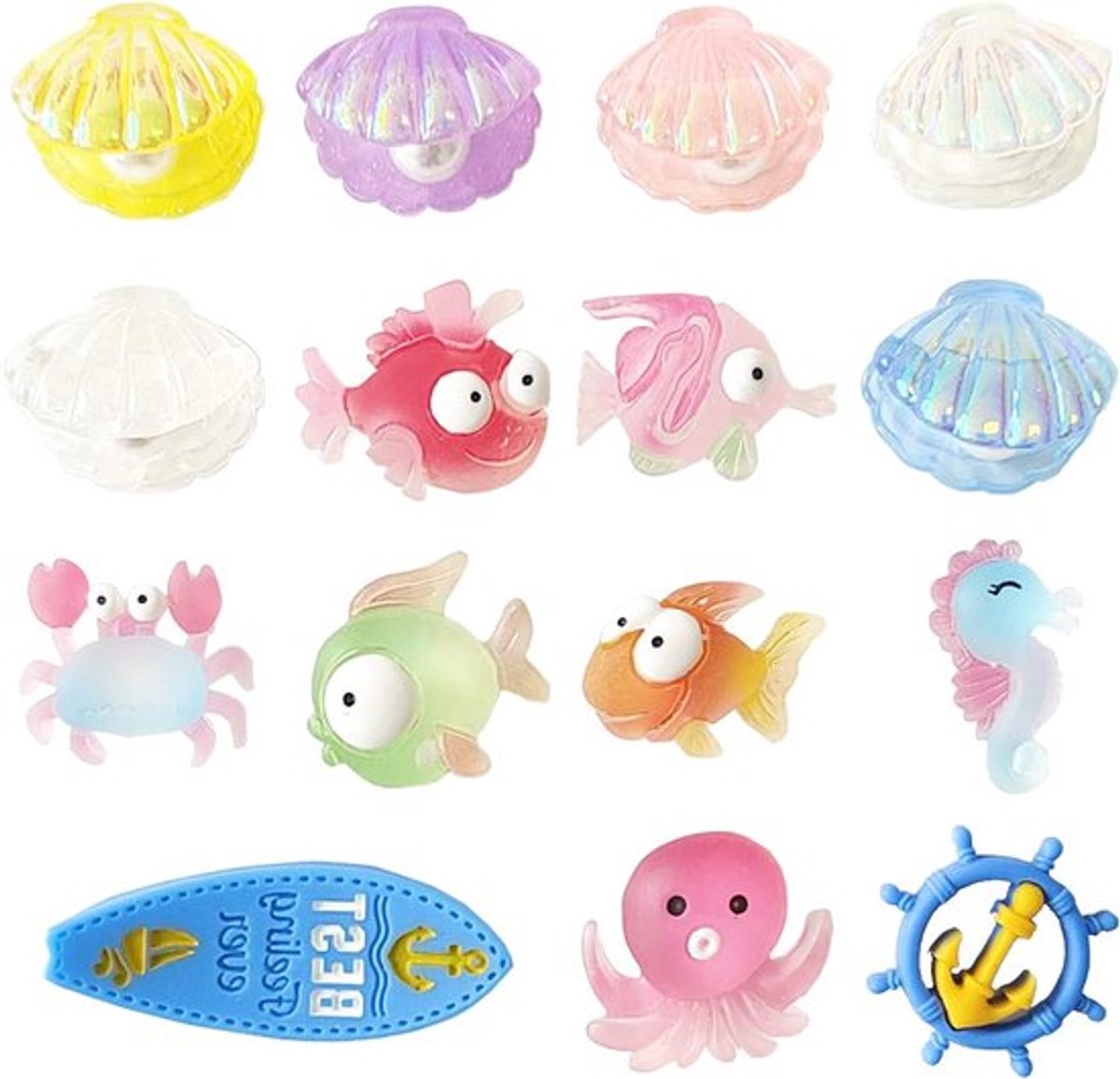 15 stuks creatieve kunstmatige zeester en zeepaardje hars cabochons decoratie voor mobiele