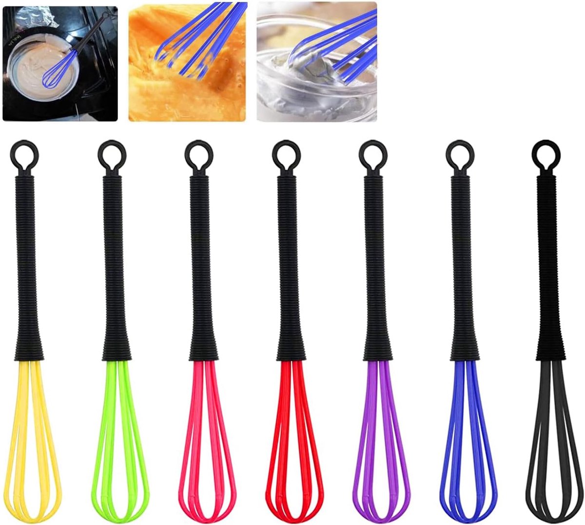 SnelShoppen - Mini Whisk Set van 7 Stuks - Plastic Kloppers voor Haarverf, Eieren, Bloem - Lichtgewicht en Duurzaam - Perfect voor Keuken en Salon