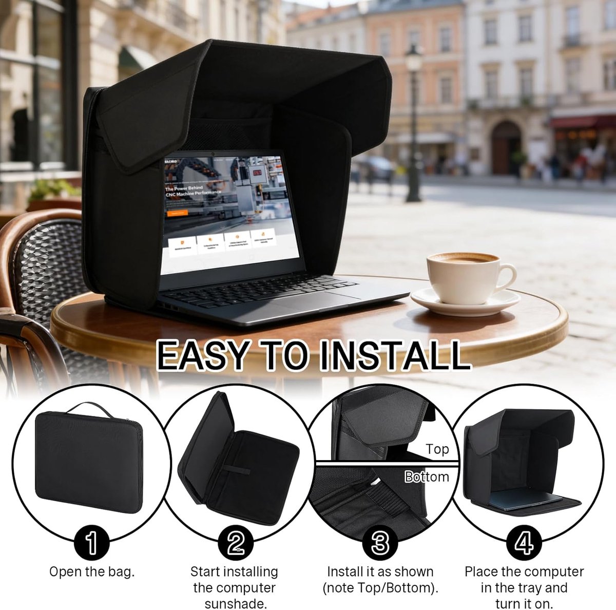 SnelShoppen - Universele Laptop Zonbescherming, Opvouwbare 2-in-1 Laptop Tas met Schermzonwering en Privacyfilter voor 12-16 Inch Laptops, Draagbare L