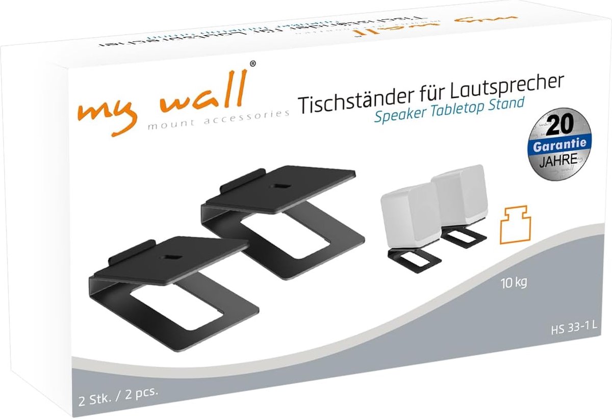SnelShoppen - Speaker Stand voor Tafel, 2 Stuks met Anti-Vibratie Mat, 16° Kantelhoek, Maximaal 10 kg, Ideaal voor PC Boxen en Studio Monitoren