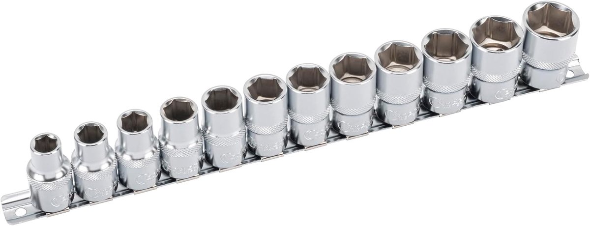SnelShoppen - Steeksleutel-inzetset 12-delig 1/2 inch 6-kant SW 10-22 mm, chroom-vanadium-staal, professioneel gereedschap voor werkplaats en doe-het-