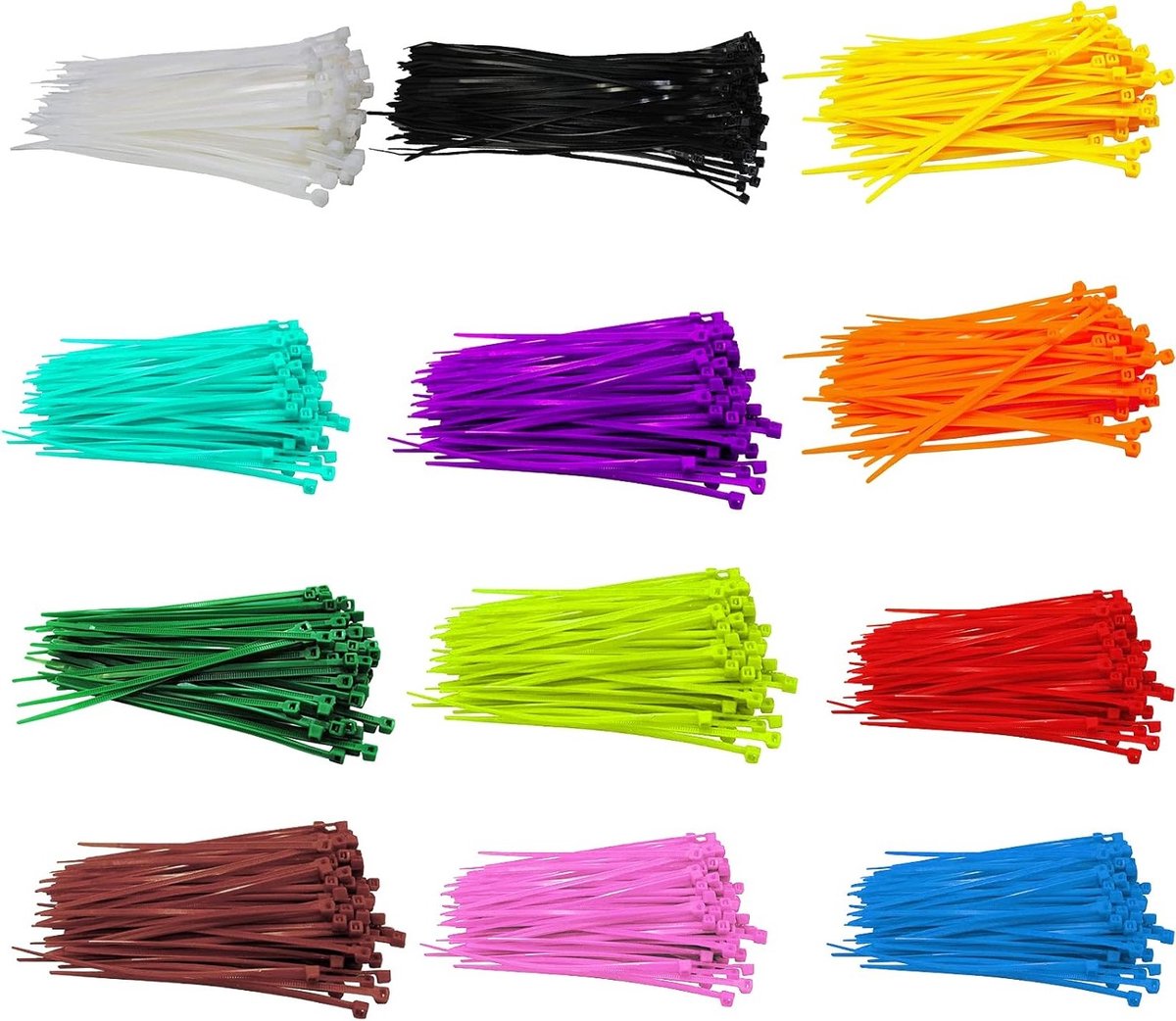 1200 Stuks 3 x 100mm Zelfsluitende Kabelaansluitingen, Kleurige Nylon Kabelbinders, Verstelbare Kabelbinders voor Efficiënte Kabelbeheer en Organisatie (12 Kleuren)