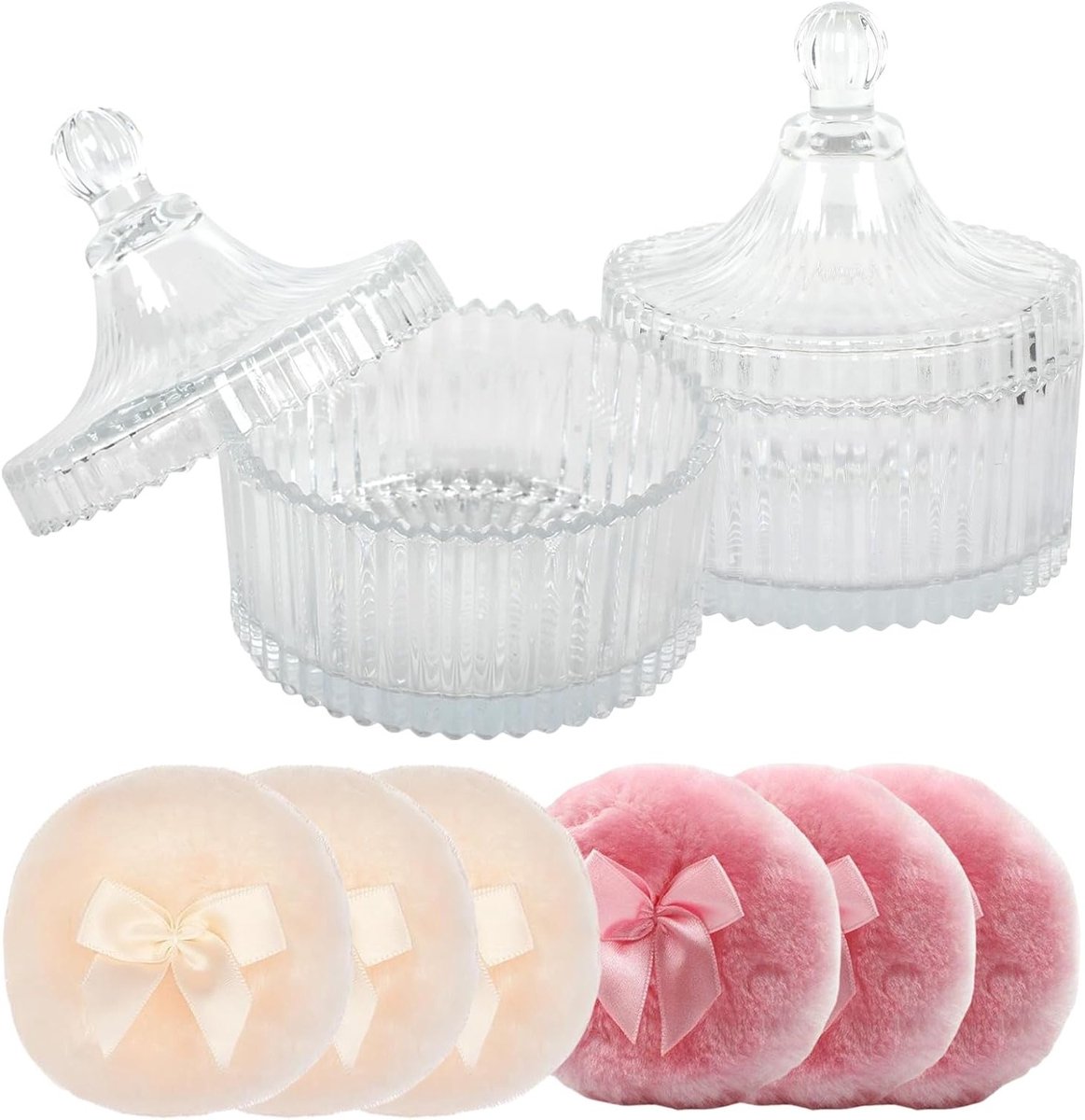 Set van Poederdozen met Poederkwast - Ideaal voor Body Poeder, Talcum Poeder en Snoepjes - Perfect als Cadeau voor Verjaardag, Kerst, Feest of Bruiloft