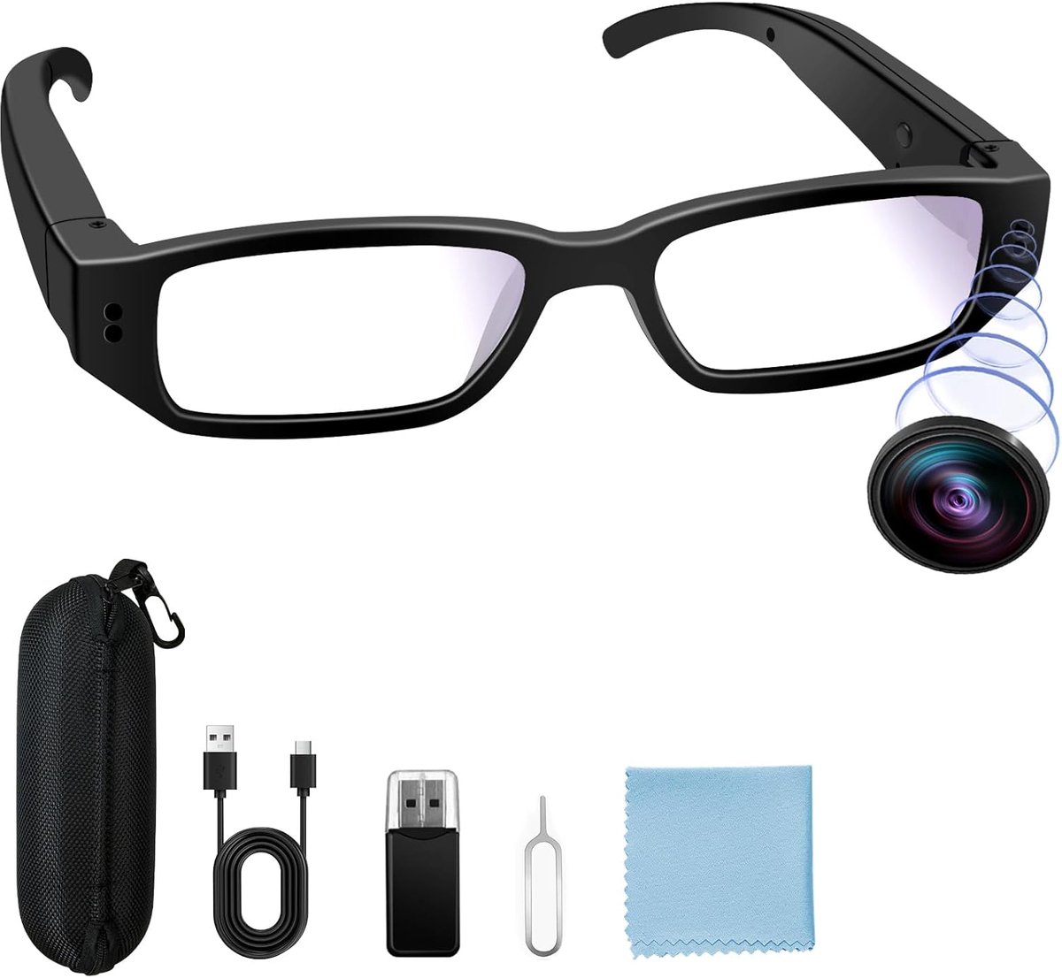 SnelShoppen - Mini Sportcamera 1080P HD, Draagbare Actie Camera met Glazen, Micro Video Camera voor Fietsen en Buitenactiviteiten, Inclusief 32GB Gehe