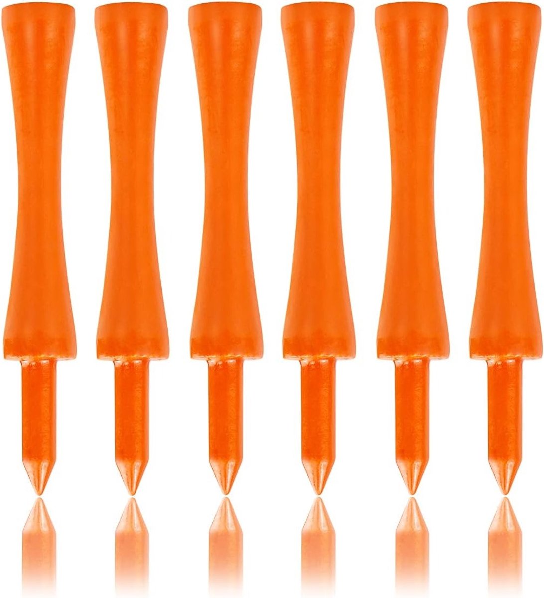 Houten Golf Tees Set van 100 Stuks - Oranje 70MM, Duurzaam en Milieuvriendelijk Golfaccessoire