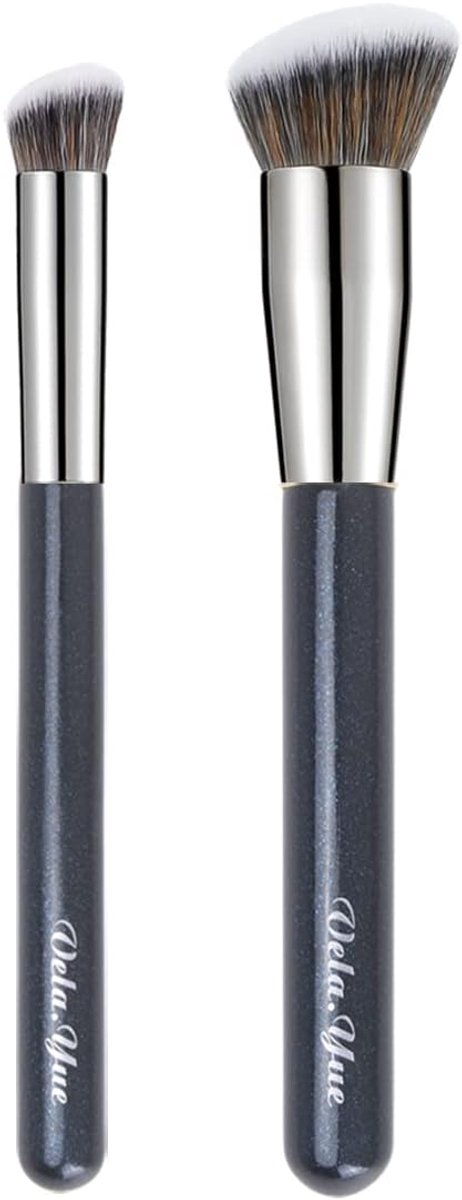 SnelShoppen - Make Up Kwasten Set 2 Stuks - Foundation en Concealer Kwast voor Perfecte Applicatie en Blending - Vegan Borstels voor Dikke Crèmes en V