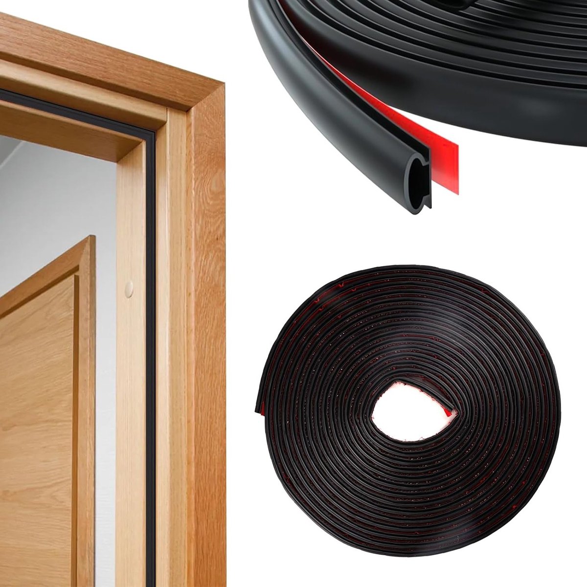 Zwart Zelfklevend Deurrubber van 6m, 10mm x 6mm, Waterdichte Isolatie en Geluidsdemping voor Deuren en Ramen, Anti-botsing Weerstrip voor Optimale Bescherming