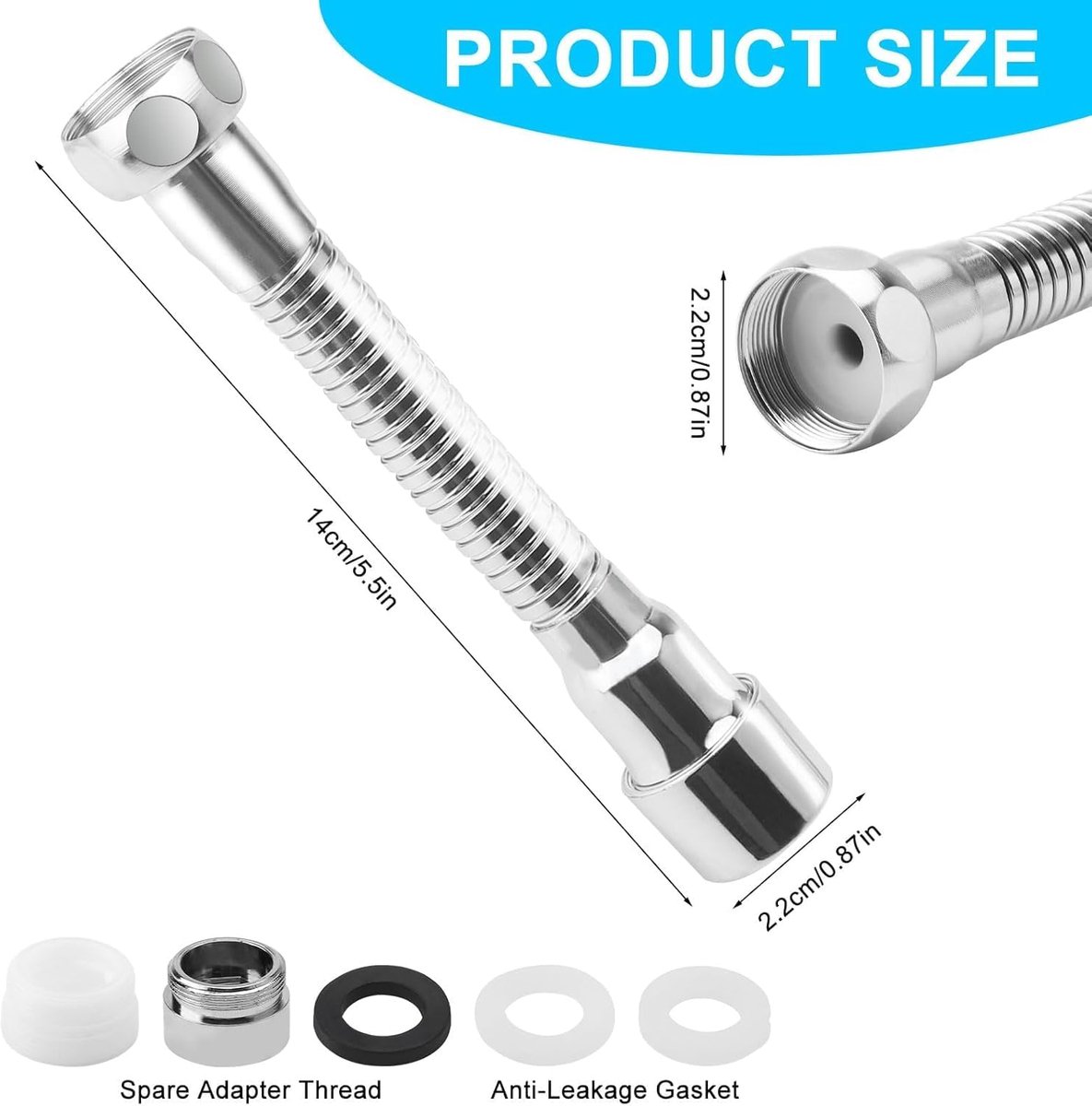 SnelShoppen - Flexibele 360° Keukenkraan Verlengstuk met Filter - Waterbesparende Kraanaccessoire 14 cm - Ideaal voor Keuken en Badkamer