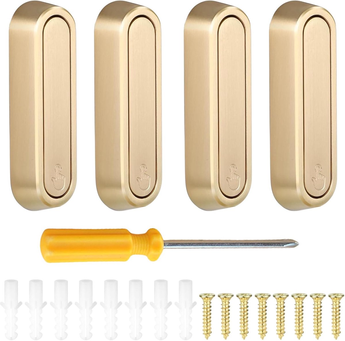 SnelShoppen - Pack van 4 Vouwbare Muurhaken Aluminium Folding Kledinghaken Towel Hangers met Schroevendraaier Geel 5 x 75 mm voor Badkamer en Kasten