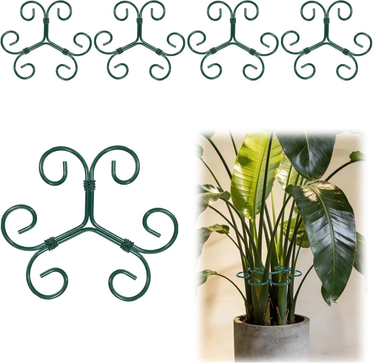 SnelShoppen - 4 stuks Monstera Plantenondersteuning, ijzeren Plantensteun Stokken voor Kamerplanten, Decoratieve Plantensteun voor Klimplanten en Bloe