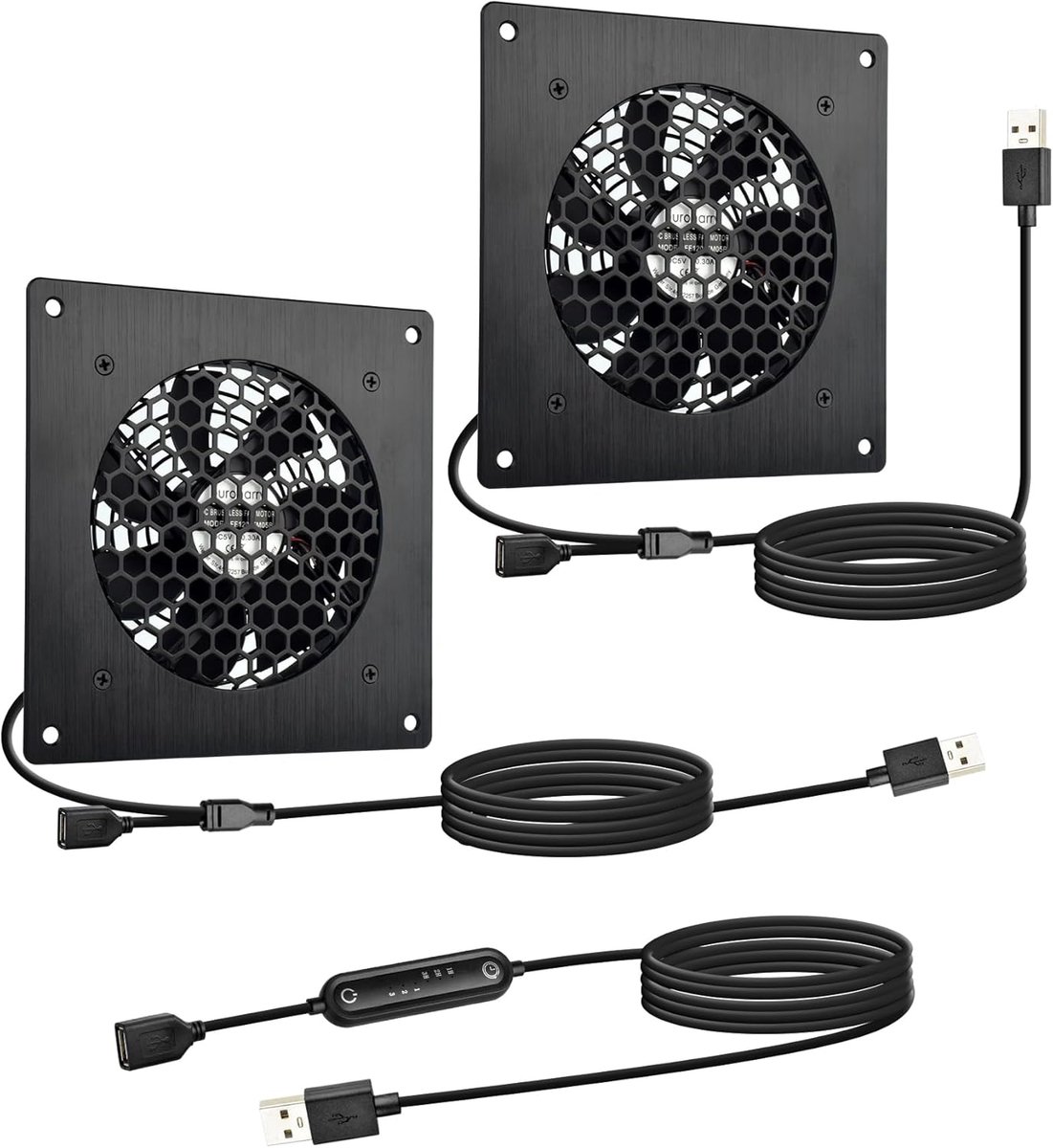 SnelShoppen - USB 120mm Silent Fan met 6 Snelheden, Slimme Timer, Vocht- en Stofdicht, Breed Voltagebereik 5-12V - Perfect voor Thuis, Camping of Werk