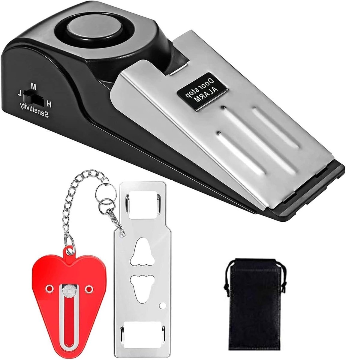 Veiligheidsdeurstopper met 120dB Alarm en Draagbare Deurslot, Ideaal voor Thuis, Hotels en Reizen, Dubbele Beveiliging voor Persoonlijke Bescherming