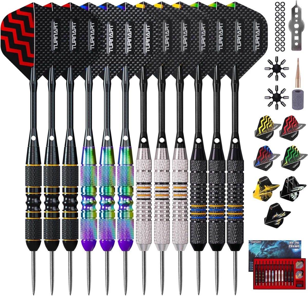 SnelShoppen - Darts met metalen punt - Precisie Barrel - Ideaal voor Drie-Punt Grip - Perfect voor Feestjes en Competities - Set van 3 - Zwart