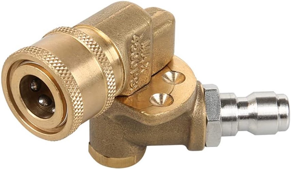 SnelShoppen - Brass Swivel Coupling | Adapter voor Hogedrukreiniger Spuitmonden 1/4 Inch Snelle Ontkoppeling 180 Graden 5 Instelbare Hoeken voor Schoo
