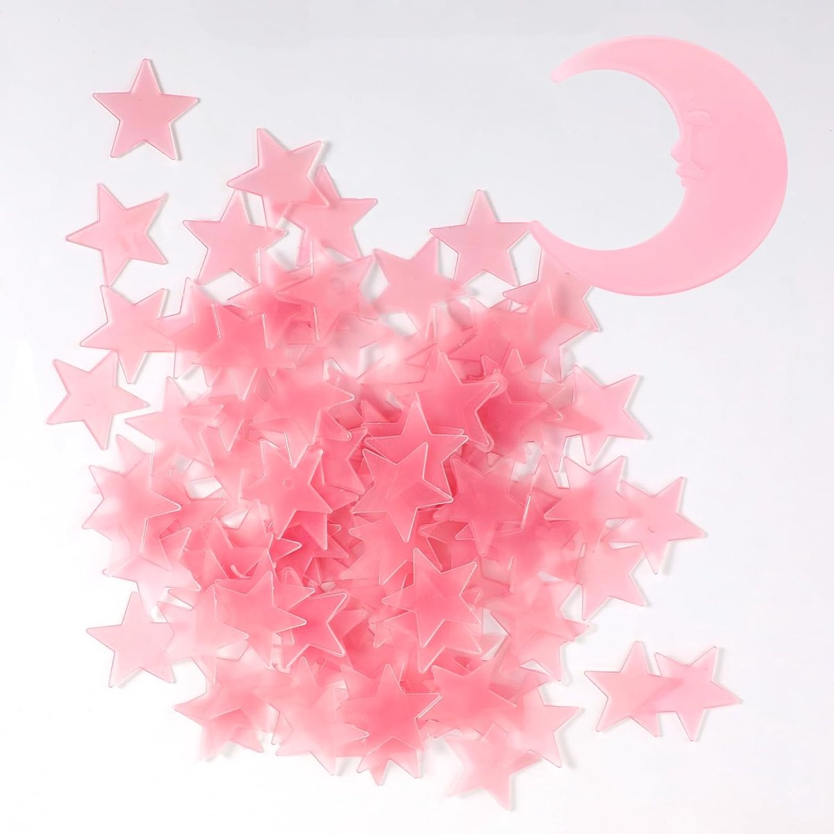 SnelShoppen - 101 Luminous 3D Sterren en Maan Wandstickers - Fluorescerende Plaksterren voor Kinderkamer - Zelfklevende Wanddecoratie voor Feestjes en