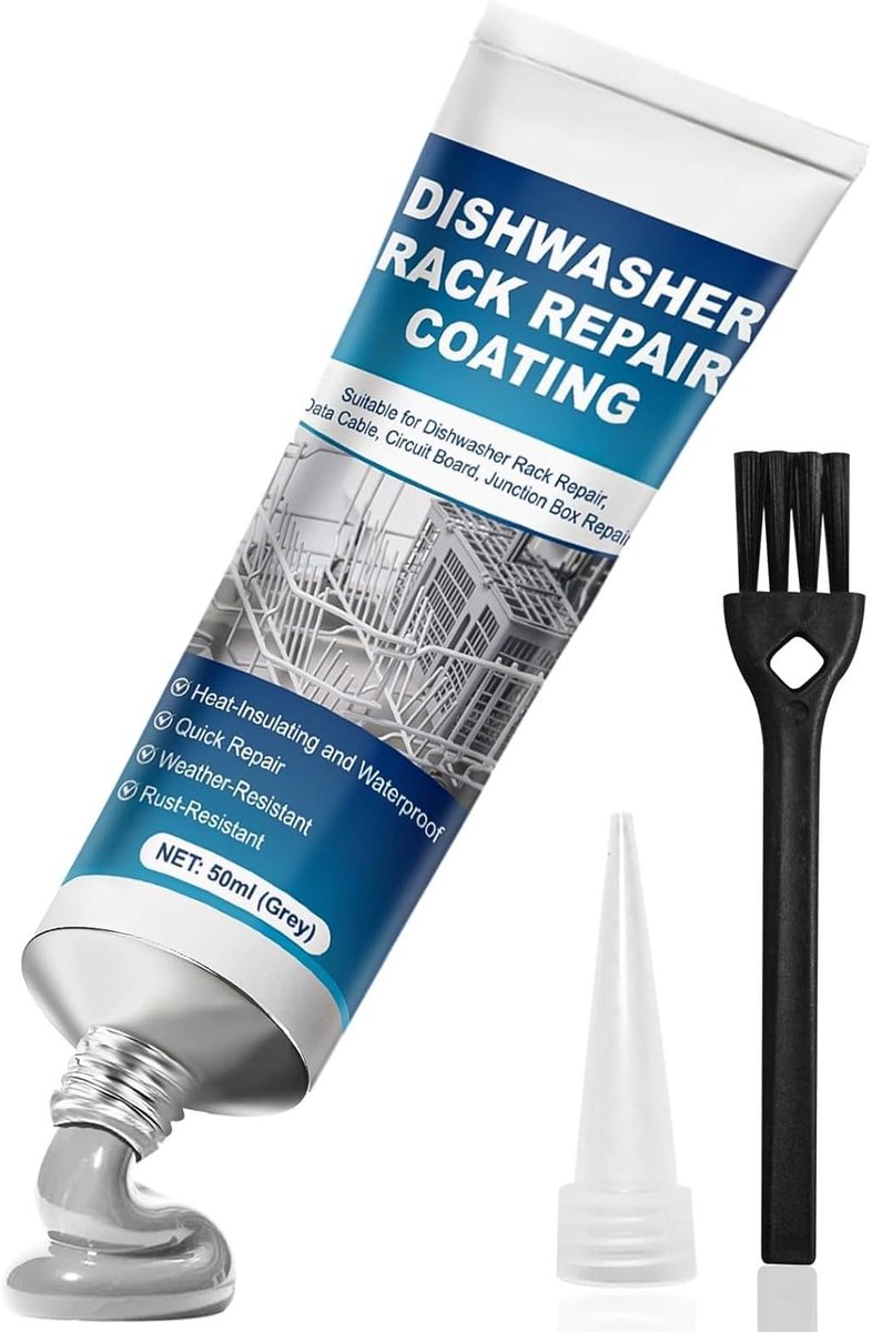 SnelShoppen - Afwasmachine Mand Reparatie 50ml - RVS Roestbescherming, Waterdicht, Hoge Temperatuur Bestendig, Rubber Onderdeel Herstel voor Afwasmach