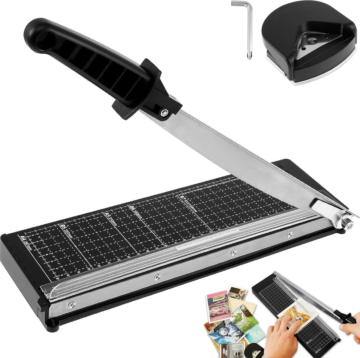SnelShoppen - A4 Slicer Paper Cutter Guillotine met R4 Raster voor Coupons, Kraftpapier, Labels en Foto's - Professionele Papercutter voor Thuis en Ka