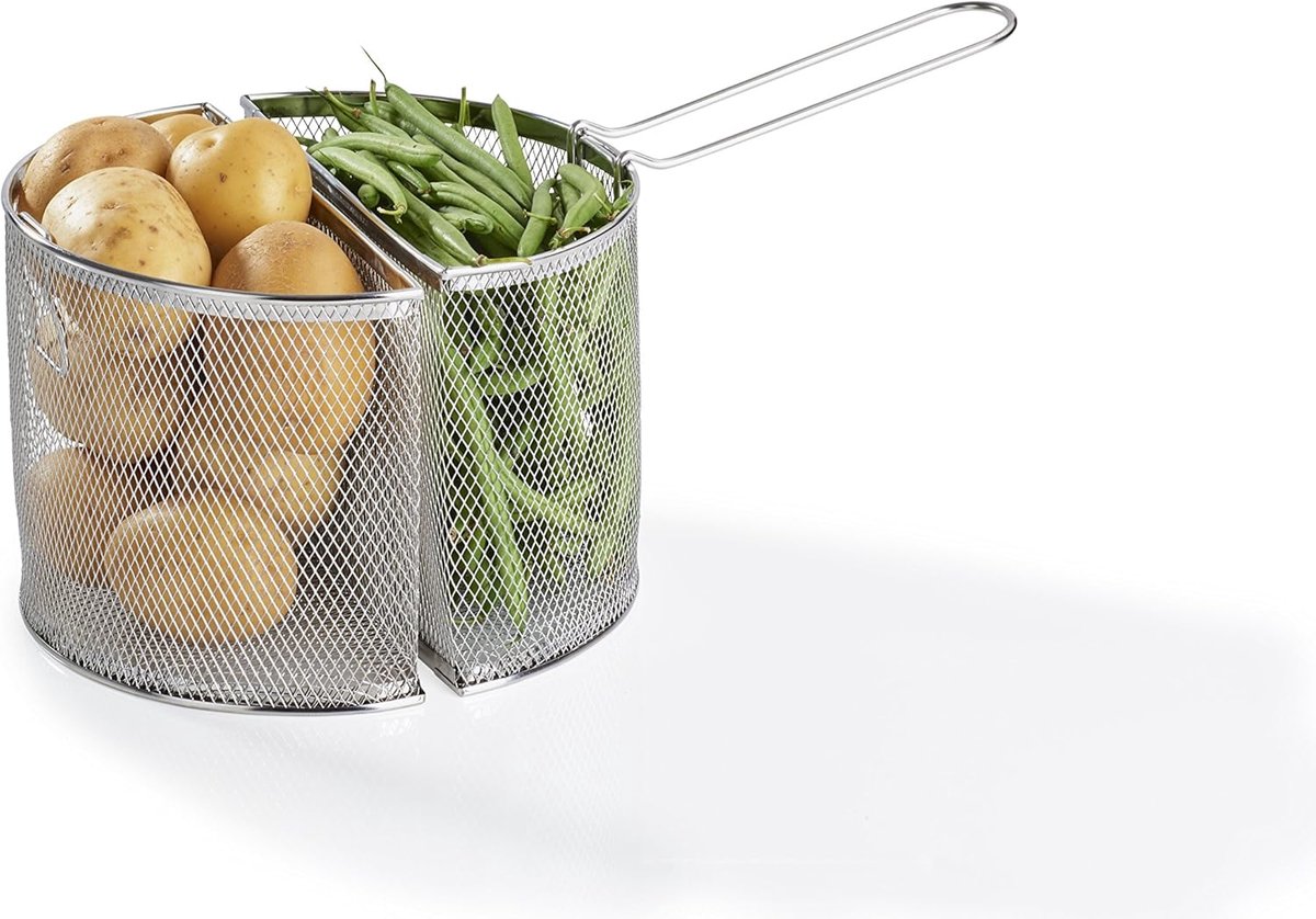 SnelShoppen - RVS Dubbele Mand voor Spaghetti Pan Ø 22 cm - Koken met 2 Ingrediënten in 1 Pan - Ideaal voor Keuken en Feest