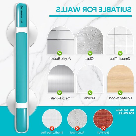 Veilige Handgreep voor Senioren, Suction Cup Beugel voor Badkamer, Douche en Toilet zonder Boren, Ideaal voor Extra Steun en Stabiliteit — afbeelding 2