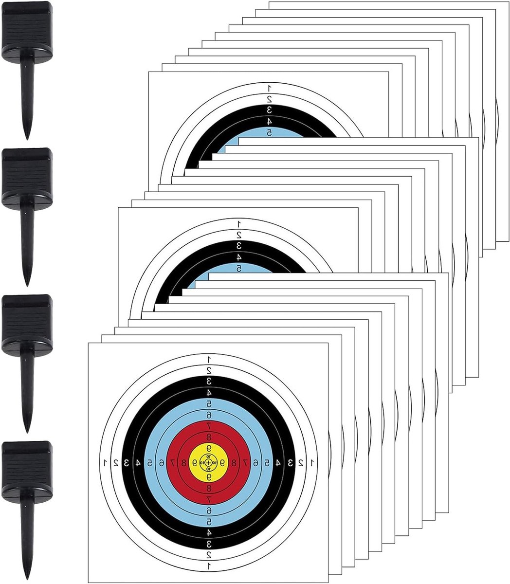 Archery Target Discs - 30 Papieren Doelen, Vierkant, Rood, Perfect voor Boogschieten en Training