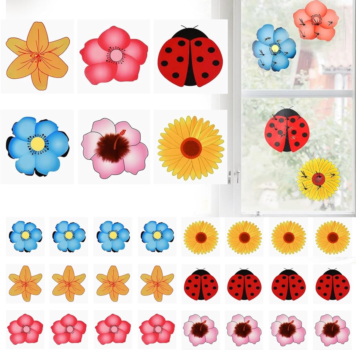 SnelShoppen - 30 Stuks Effectieve Vliegval Voor Ramen, Fruitvlieg Trap Sticker, Plakval Voor Vliegen, Transparante Beschermfolie Voor Tafel, Ideaal Vo